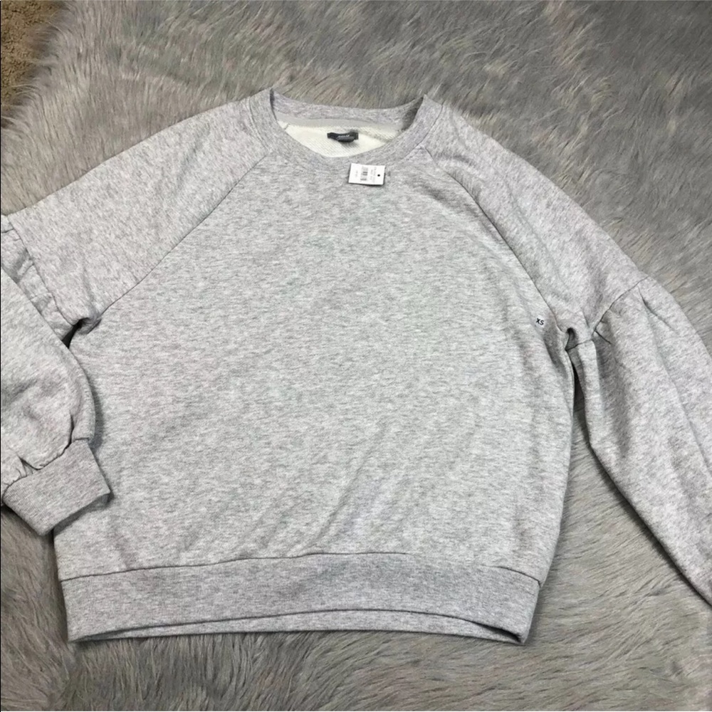 Aerie Gray Poof Sleeve Sweater Pullover Sz XS